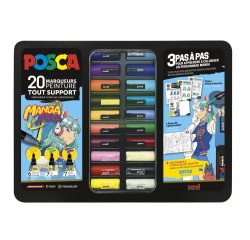 Marqueur posca coloris assortis malette metal noire  20 unites
