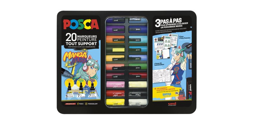 Marqueur à pigment 'MANGA HERO', mallette métal de 20