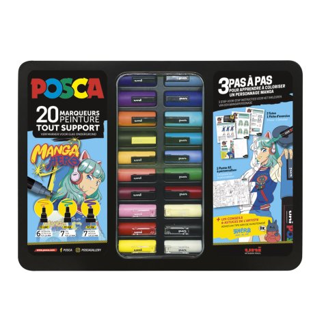 Marqueur à pigment 'MANGA HERO', mallette métal de 20