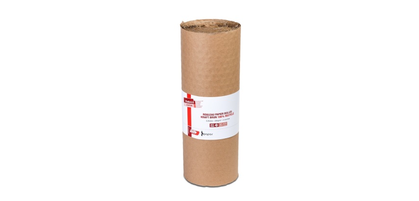 Bulle papier gpv kraft recycle 2 couches 200gr       rouleau 0,35x5m coloris brun
