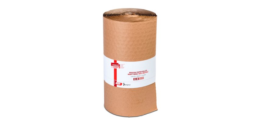 Bulle papier gpv kraft recycle 2 couches 200gr       rouleau 0,35x10m coloris brun