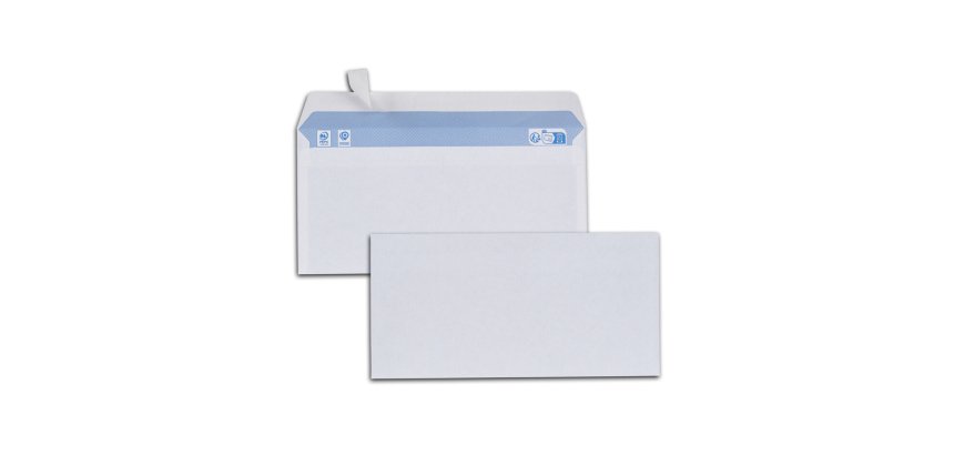 Enveloppes blanches dl 80g adhesives pefc eco 110x220mm  boite de 500 unites