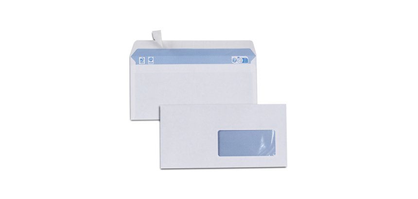 Enveloppes blanches dl 80g f45adhesives pefc eco 110x220mm  boite de 500 unites