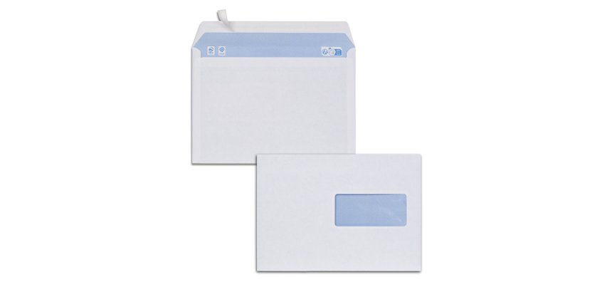 Enveloppes blanches c5 80g f45adhesives 162x229mm pefc eco  boite de 500 unites