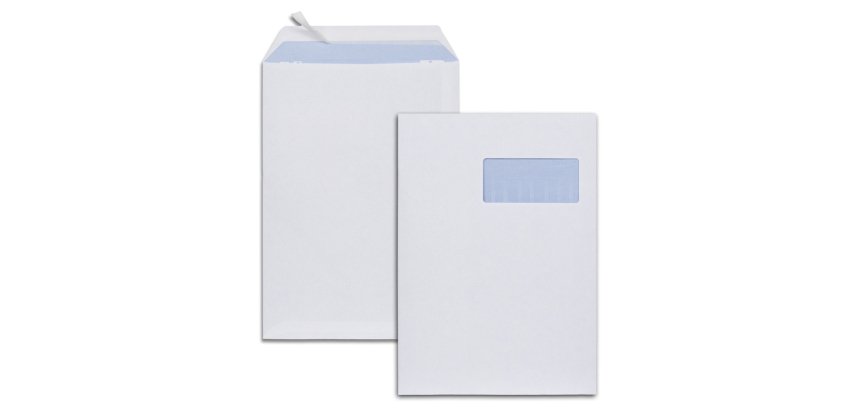 Pochettes blanches c4 90g f110x50 adhesives 229x324mm   pefc eco boite de 250 unites