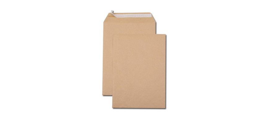 Pochettes kraft brun c4 90g adhesives 229x324mm pefc eco  boite de 250 unites