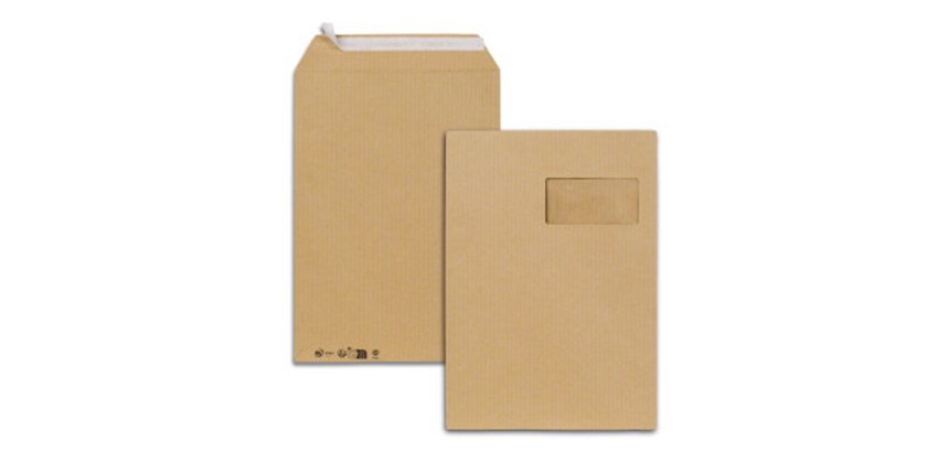 Pochettes kraft brun c4 90g f100x50 adhesives 229x324mm   pefc eco boite de 250 unites