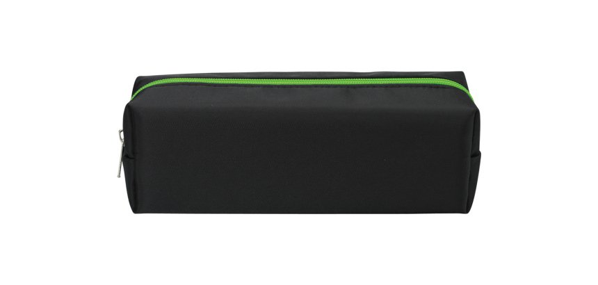 Trousse school ecokids pop rectangulaire pet 1           compartiment 22cm coloris     noir zip vert