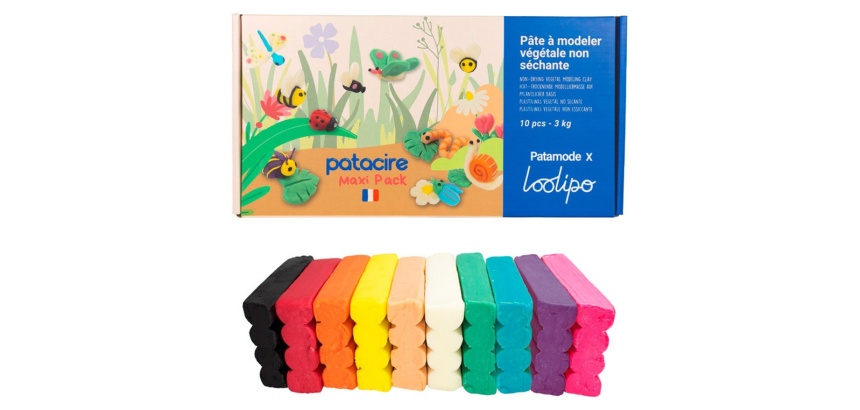 Pate a modeler sodertex patacire vegetale non         sechante pain 300gr coloris   assortis boite 10 unites