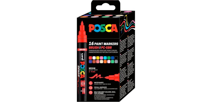 Marqueur à pigment PC-5BR BRUSH, étui de 16, assorti