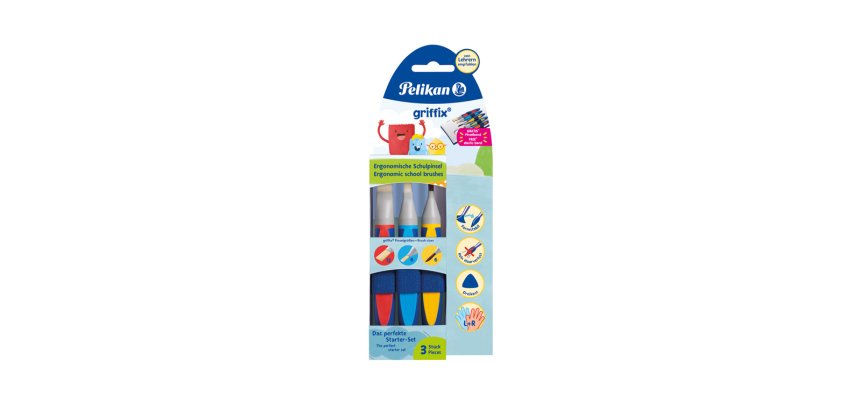 Pinceau pelikan griffix 12b 6b 6h coloris assortis        blister 3 unites