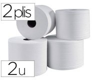 Essuie-mains coldis 2 plis 24x21cm ouate blanche écolabel contact alimentaire sans traitement chloré bobine lot de 2u