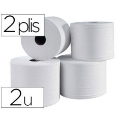 Essuie-mains coldis 2 plis 24x21cm ouate blanche écolabel contact alimentaire sans traitement chloré bobine lot de 2u