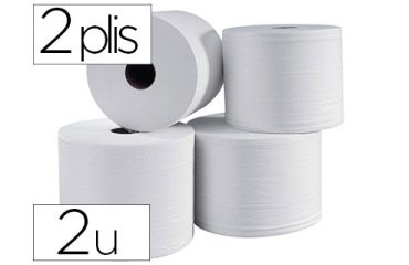 Essuie-mains coldis 2 plis 24x21cm ouate blanche écolabel contact alimentaire sans traitement chloré bobine lot de 2u