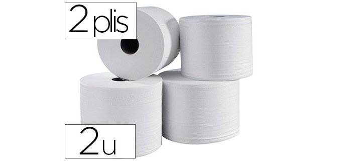 Essuie-mains coldis 2 plis 24x21cm ouate blanche écolabel contact alimentaire sans traitement chloré bobine lot de 2u