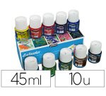 Peinture textile pébéo sétacolor tissus clairs couleurs assorties mates boîte 10 pots 45ml