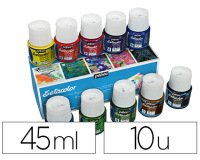 Peinture textile pébéo sétacolor tissus clairs couleurs assorties mates boîte 10 pots 45ml