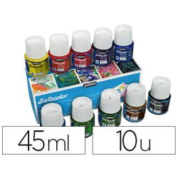 Peinture textile pébéo sétacolor tissus clairs couleurs assorties mates boîte 10 pots 45ml