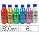 Gouache liquide pébéo brillo prête à l'emploi couleurs nacrées blanc rose rouge turquoise vert or lot 6 flacons 500ml