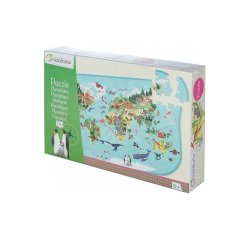 Puzzle avenue mandarine planisphère avec les animaux du monde