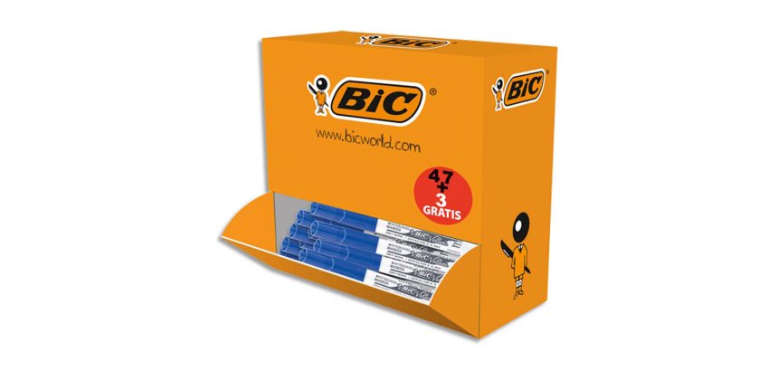 Pack de 47 marqueurs effaçables Bic pointe ogive 4,5 mm bleu + 3 offerts
