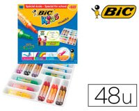 Feutre coloriage bic kids decoralo pointe ogive extra large bloquée 12 couleurs assorties spécial école 48 unités
