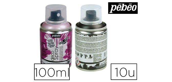 Spray pébéo décospray peinture acrylique 100ml coloris assortis set de 10 unités