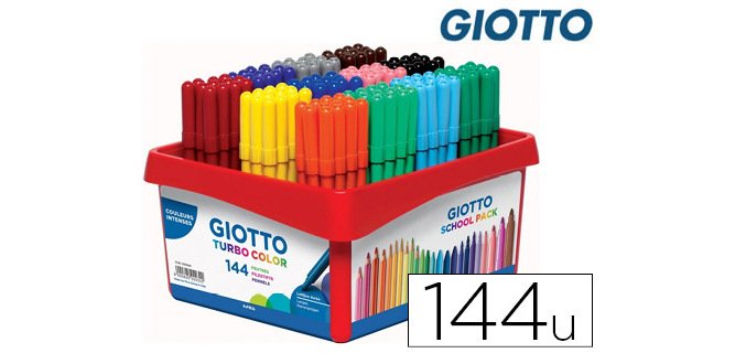 Feutre coloriage giotto turbo color ultra longue durée pointe bloquée polyester indéformable 12 coloris 144 unités