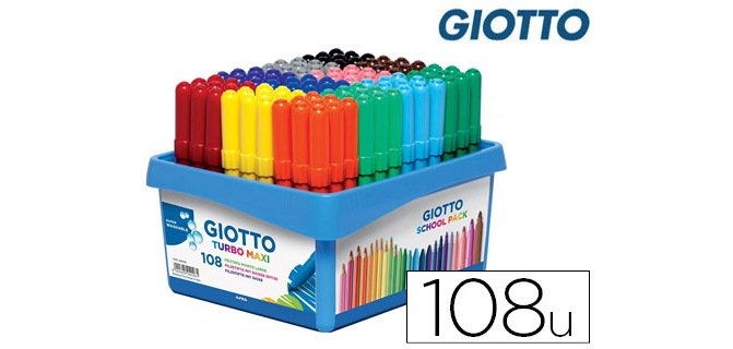 Feutre coloriage giotto turbo maxi ultra lavable testé dermatologiquement pointe bloquée schoolpack 108 unités
