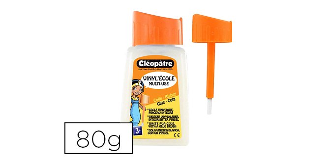 Colle vinylique cléopâtre vinyl'école flacon 80g avec pinceau incorporé
