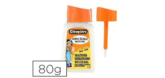Colle vinylique cléopâtre vinyl'école flacon 80g avec pinceau incorporé