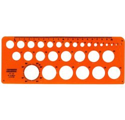 Normographe minerva cercles impairs/pairs standard n.18 pochoir diamètre 1mm à 30mm en plastique coloris orange