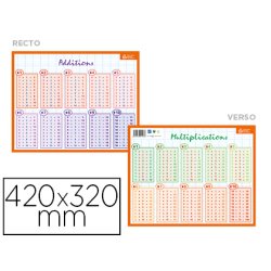 Fiche mémo bouchut carton souple pelliculé 25g additions multiplications impression recto/verso 20,5x26,5cm
