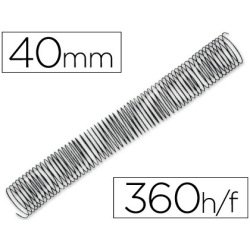 Spirale q-connect métallique relieur pas 4:1 360f calibre 1.2mm diamètre 40mm coloris noir boîte 25 unités