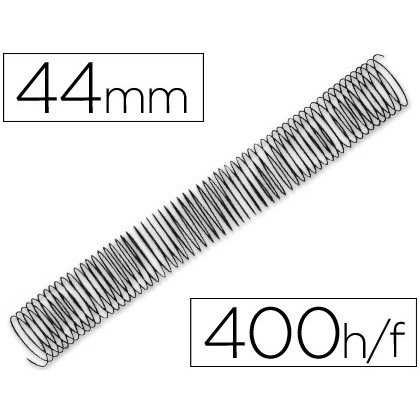 Spirale q-connect métallique relieur pas 4:1 400f calibre 1.2mm diamètre 44mm coloris noir boîte 25 unités