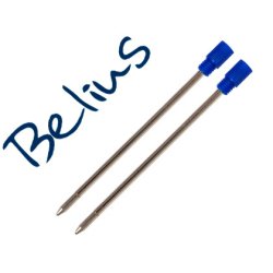 Recharge bille belius pointe moyenne encre couleur bleu pour stylo tirana boîte 2 unités