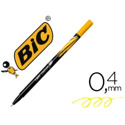 Stylo-feutre bic pointe fine intensity pointe aiguille baguée métal 0.4mm encre fluide intense sans bavures jaune