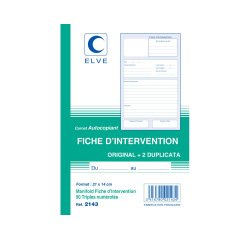 Manifold ficher d'intervention Elve 21 x 14 cm,  50 feuillets tripli