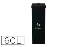 Corbeille paperflow tri sélectif déchets mixtes 60l polystyrène choc haute résistance robuste coloris noir