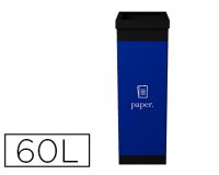 Corbeille paperflow tri sélectif papier 60l polystyrène choc haute résistance robuste coloris noir/bleu