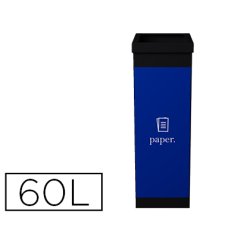 Corbeille paperflow tri sélectif papier 60l polystyrène choc haute résistance robuste coloris noir/bleu