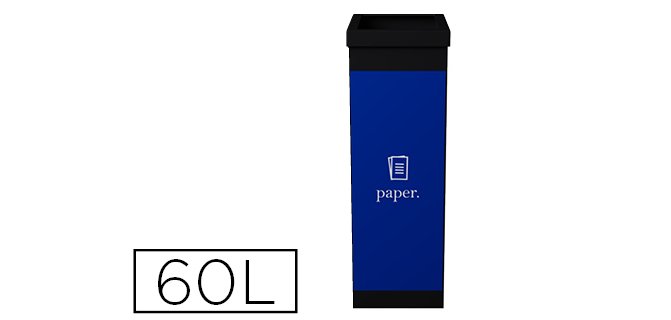 Corbeille paperflow tri sélectif papier 60l polystyrène choc haute résistance robuste coloris noir/bleu