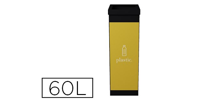 Corbeille paperflow tri sélectif plastique 60l polystyrène choc haute résistance robuste coloris noir/jaune