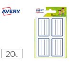 Étiquette scolaire avery lignes bleues adhésif permanent 36x56mm sachet 20 unités