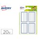 Étiquette scolaire avery lignes bleues adhésif permanent 36x56mm sachet 20 unités