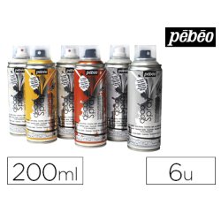 Spray pébéo décospray peinture acrylique indélébile utilisation intérieur extérieur coloris assortis set 6 unités 200ml