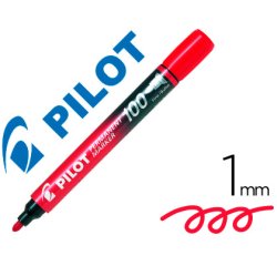 Marqueur pilot 100 permanent pointe ogive fine 1/4,5mm      tout support resiste a l'eau  coloris rouge