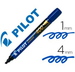 Marqueur pilot 400 permanent pointe biseautée large séchage instantané coloris bleu