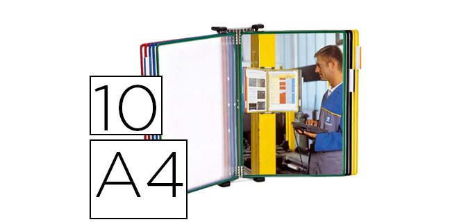 Pupitre mural tarifold pivots métal a4 avec 10 poches coloris assortis