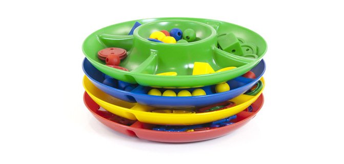 Jeu miniland plateau rangement5 compartiments 26 cm diametre